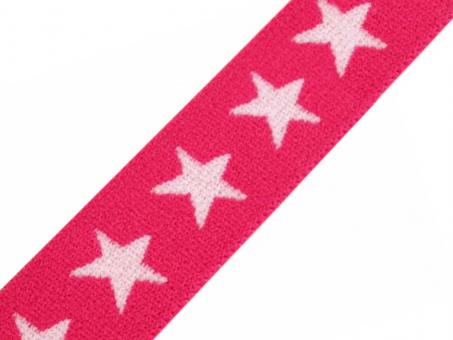Gummiband "Sterne" beidseitig pink 20mm 