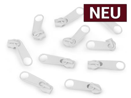 Zipper für Endlos-Reißverschluss 5mm weiß 