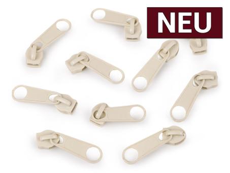 Zipper für Endlos-Reißverschluss 5mm natur 