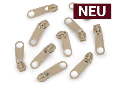 Zipper für Endlos-Reißverschluss 5mm naturbraun 