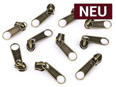 Zipper für Endlos-Reißverschluss 5mm altmessing 